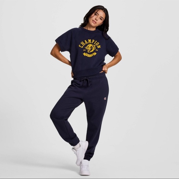 Champion Women's Short Sleeve Fleece Top - Navy Blue XL - Picture 3 of 11